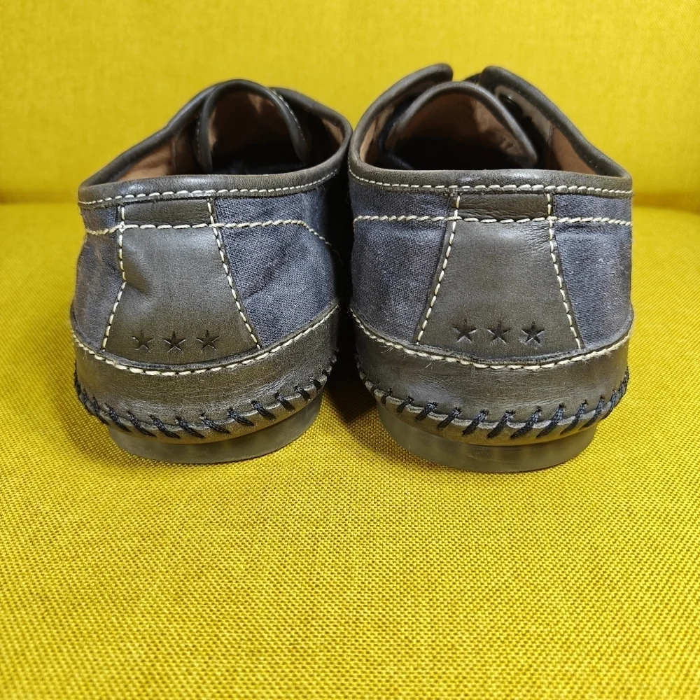 JOHN VARVATOS USA Hester Distressed Low Chukka Canvas Grey Gum Sole Men Shoe 9M